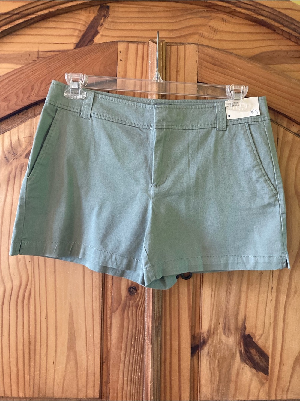 Women's Soho Hampton 4” sage green cute shorts size 8 - NWT